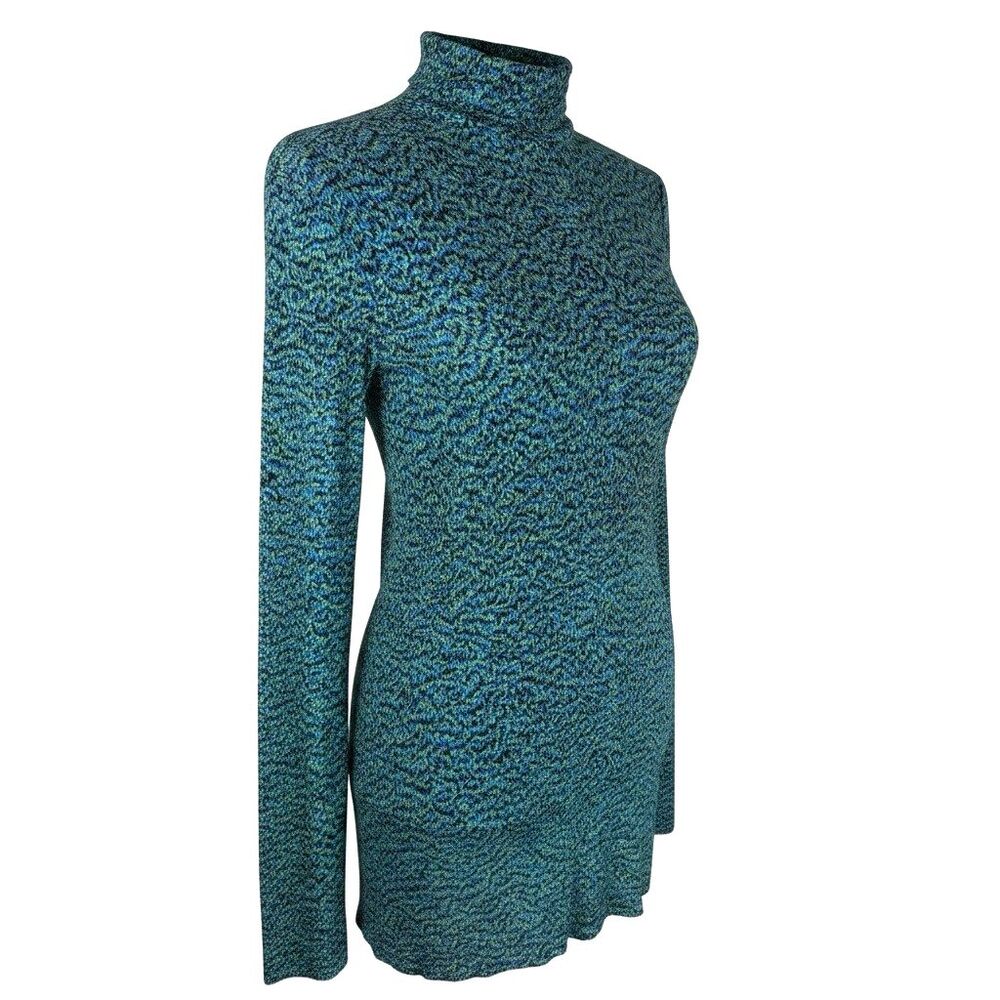 COS Turtleneck Top Womens Large 100% Merino Wool Sheer Long Layering Slim Fit